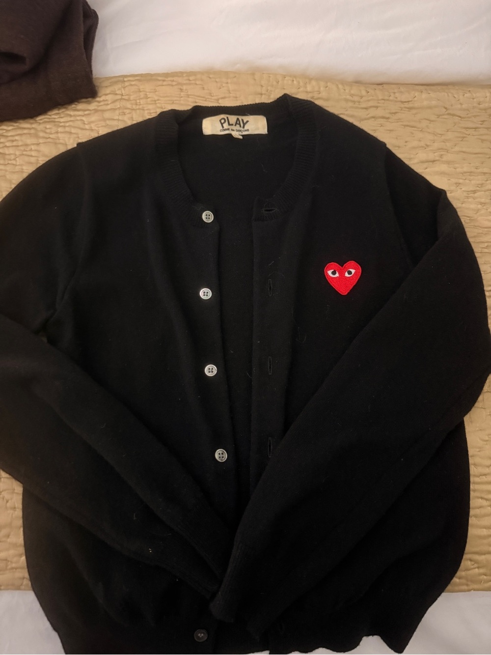 Black Comme des garçons Cardigan with Red Heart Logo